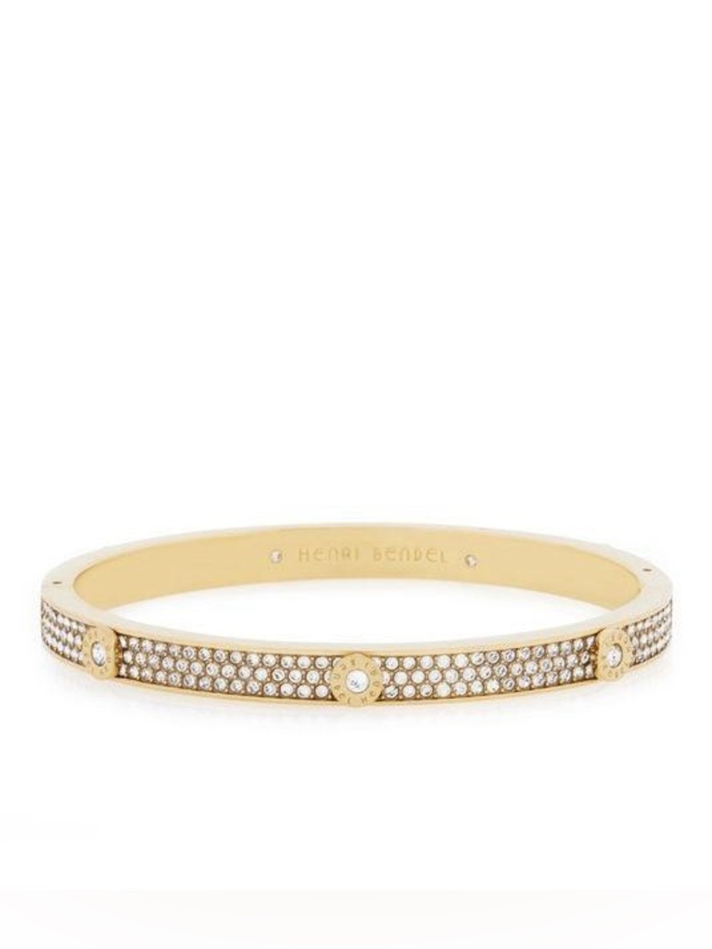 Henri Bendel Gold Crystal Pavé Round Accent Bangle Bracelet